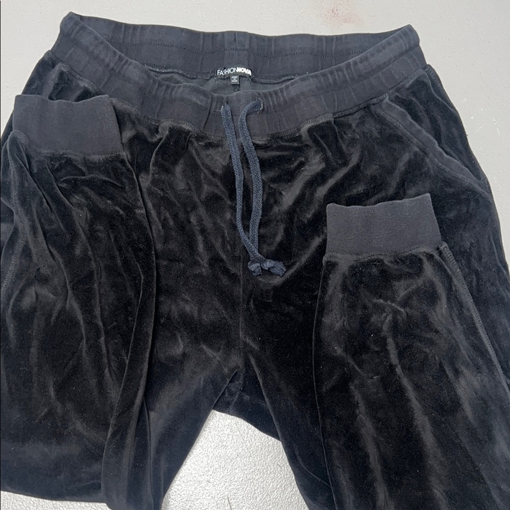 Fashion Nova Black Velvet Lounge Pants
